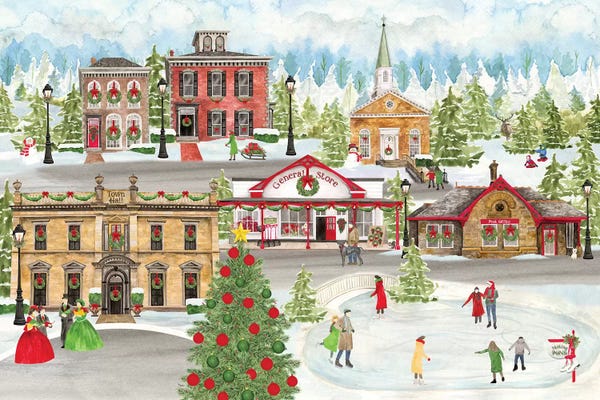 Tara Reed: Christmas Village landscape by Tara Reed