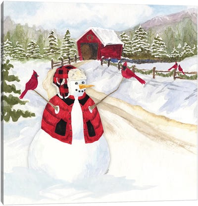 Snowman Christmas III Canvas Art Print - Cardinal Art