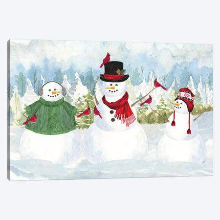 Snowman Christmas landscape Canvas Print #TRE351} by Tara Reed Canvas Artwork