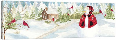 Snowman Christmas panel I Canvas Art Print - Christmas Scenes