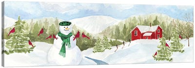 Snowman Christmas panel II Canvas Art Print - Christmas Scenes