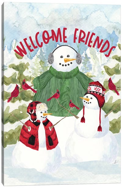 Snowman Christmas portrait II Canvas Art Print - Tara Reed