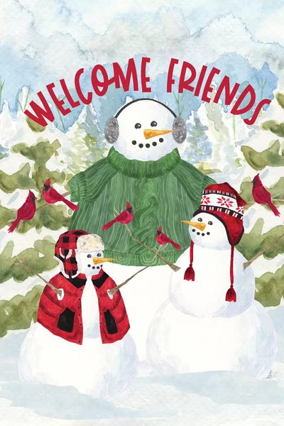 Cardinals: Snowman Christmas portrait II by Tara Reed