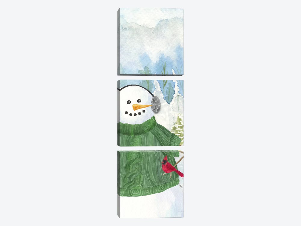 Snowman Christmas vertical I by Tara Reed 3-piece Canvas Wall Art