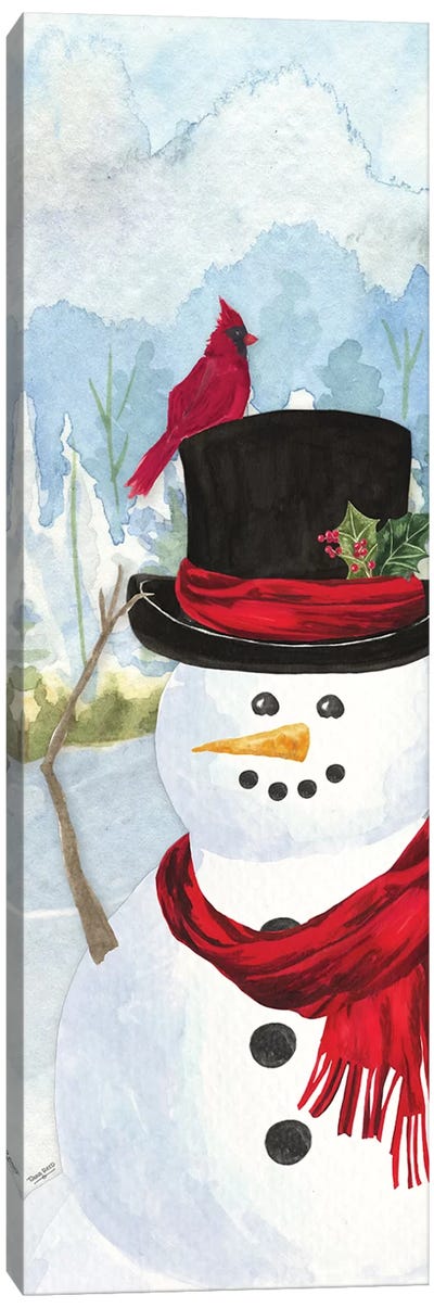 Snowman Christmas vertical II Canvas Art Print - Cardinal Art