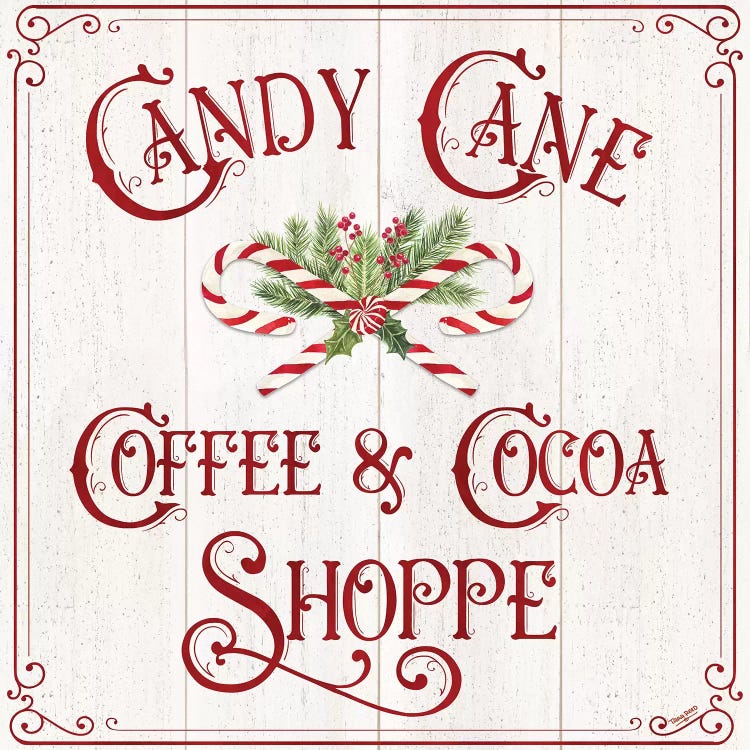 Vintage Christmas Signs I-Candy Cane Coffee by Tara Reed wall art