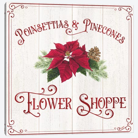 Vintage Christmas Signs III-Flower Shoppe Canvas Print #TRE361} by Tara Reed Art Print