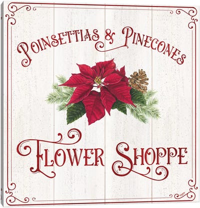 Vintage Christmas Signs III-Flower Shoppe Canvas Art Print - Vintage Christmas Décor