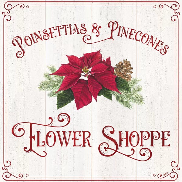 Poinsettias: Vintage Christmas Signs III-Flower Shoppe by Tara Reed
