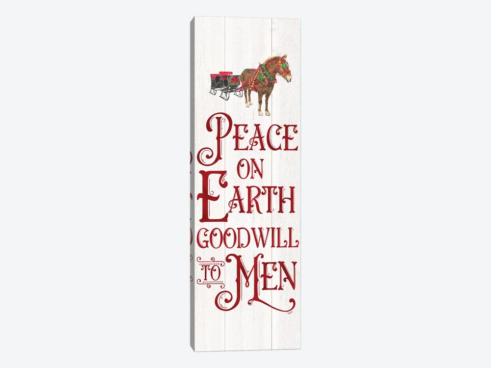 Vintage Christmas Signs panel III-Peace on Earth by Tara Reed 1-piece Canvas Print