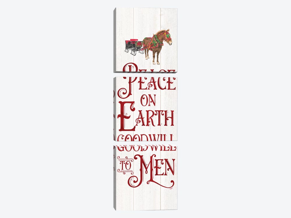 Vintage Christmas Signs panel III-Peace on Earth by Tara Reed 3-piece Art Print