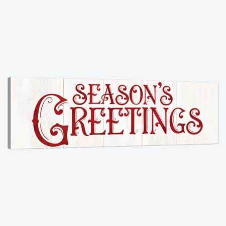 Vintage Christmas Signs panel II-Seasons Greetings Canvas Print #TRE364} by Tara Reed Canvas Art