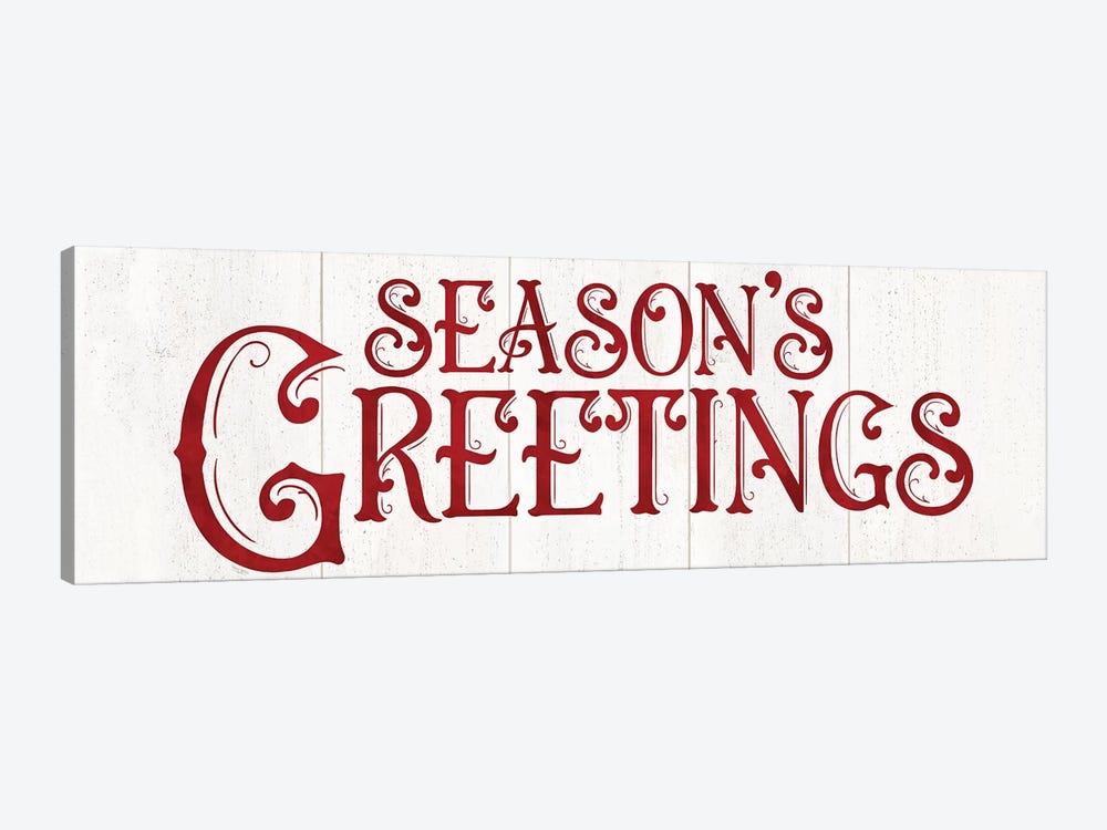 Vintage Christmas Signs panel II-Seasons Greetings by Tara Reed 1-piece Canvas Wall Art