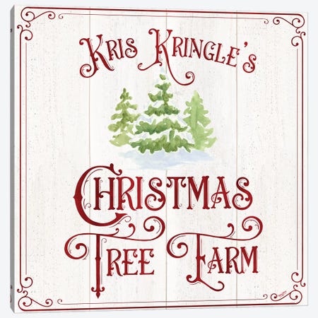 Vintage Christmas Signs VI-Tree Farm Canvas Print #TRE367} by Tara Reed Canvas Artwork