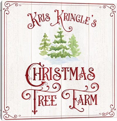Vintage Christmas Signs VI-Tree Farm Canvas Art Print
