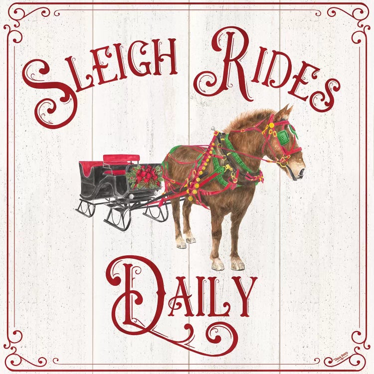 Vintage Christmas Signs V-Sleigh Rides