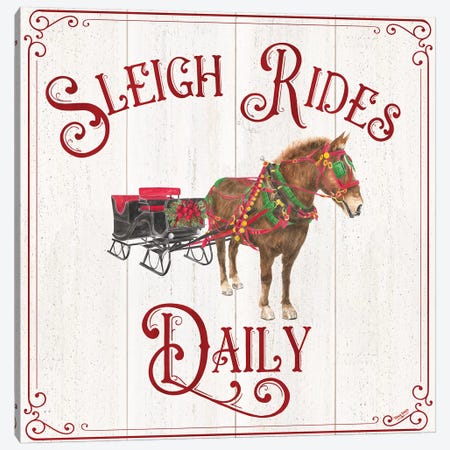 Vintage Christmas Signs V-Sleigh Rides Canvas Print #TRE368} by Tara Reed Canvas Art Print