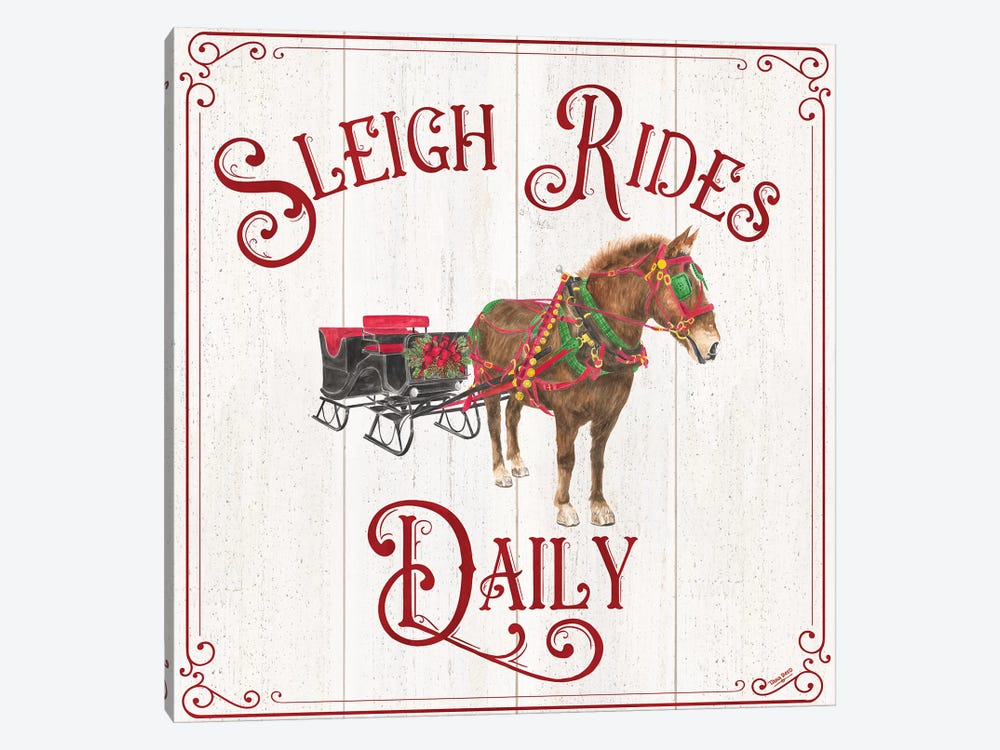 Vintage Christmas Signs V-Sleigh Rides by Tara Reed 1-piece Canvas Artwork