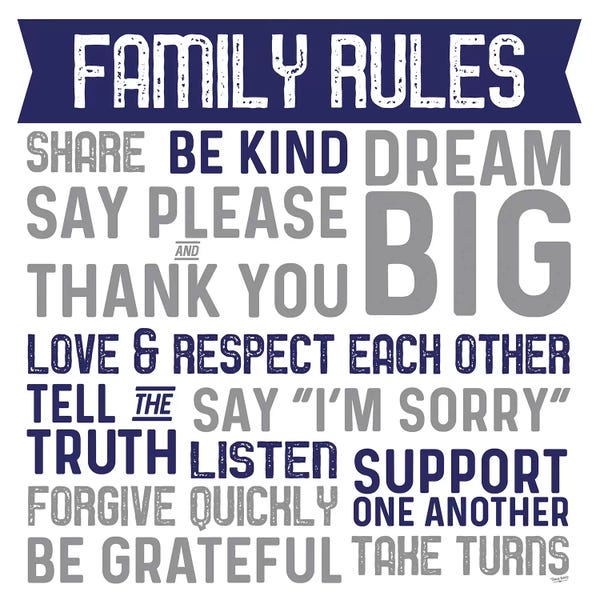 Family Rules II Blue Gray