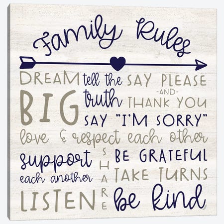 Family Rules III Farmhouse Canvas Print #TRE380} by Tara Reed Art Print