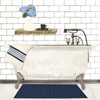 Farmhouse Bath I Navy-Tub by Tara Reed framed wall art