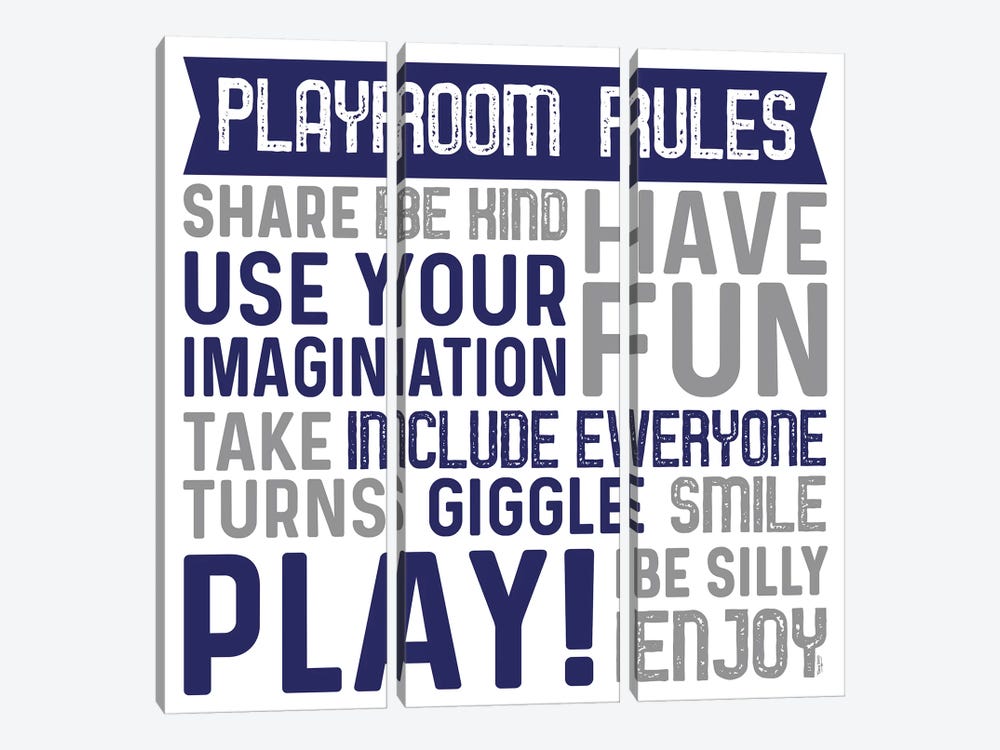 Playroom Rules II by Tara Reed 3-piece Art Print