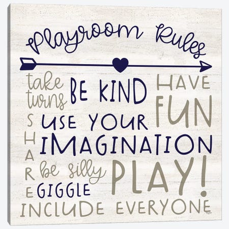 Playroom Rules III Canvas Print #TRE384} by Tara Reed Canvas Wall Art