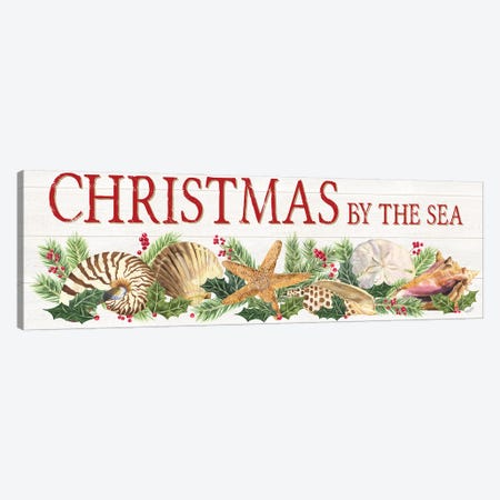 Christmas By the Sea Panel sign Canvas Print #TRE389} by Tara Reed Canvas Art Print