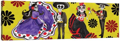 Day Of The Dead Panel II - Sugar Skull Couples Canvas Art Print - Día de los Muertos