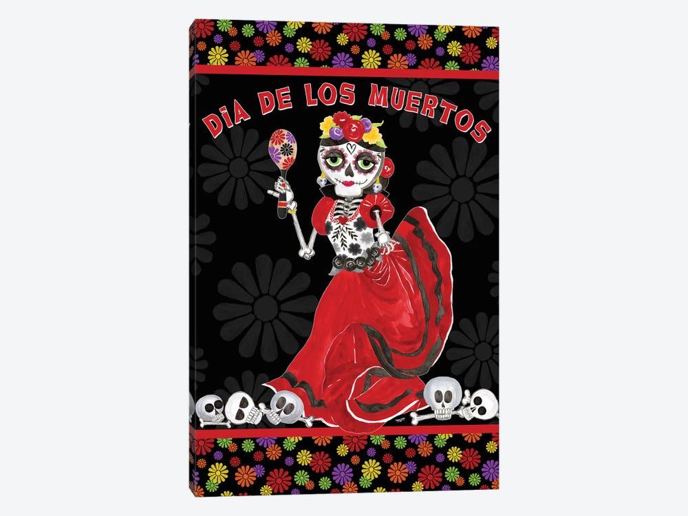 Day Of The Dead Portrait I - Dancing Woman by Tara Reed 1-piece Canvas Artwork