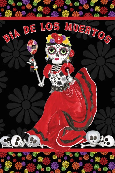 Skeletons: Day Of The Dead Portrait I - Dancing Woman by Tara Reed