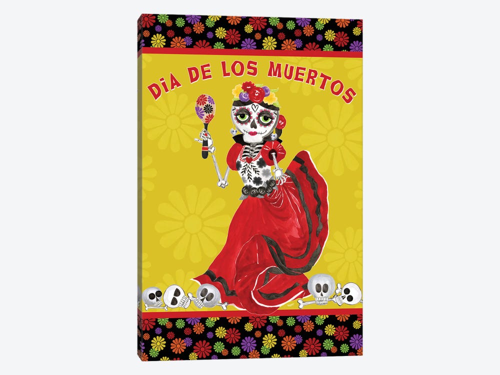 Day Of The Dead Portrait II - Dancing Woman by Tara Reed 1-piece Canvas Art Print