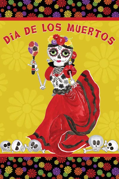 Skeletons: Day Of The Dead Portrait II - Dancing Woman by Tara Reed