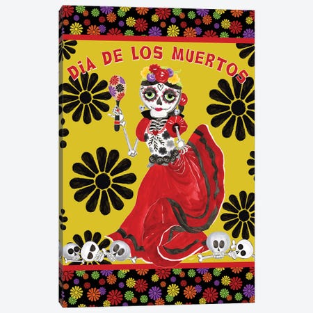 Day Of The Dead Portrait III - Dancing Woman Canvas Print #TRE397} by Tara Reed Art Print