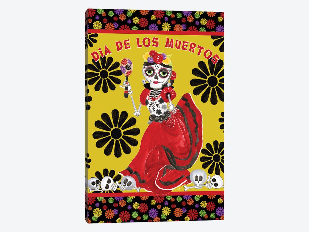 Day Of The Dead Portrait III - Dancing Woman by Tara Reed 1-piece Canvas Wall Art