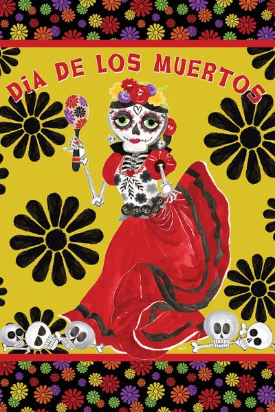 Mexican Culture: Day Of The Dead Portrait III - Dancing Woman by Tara Reed