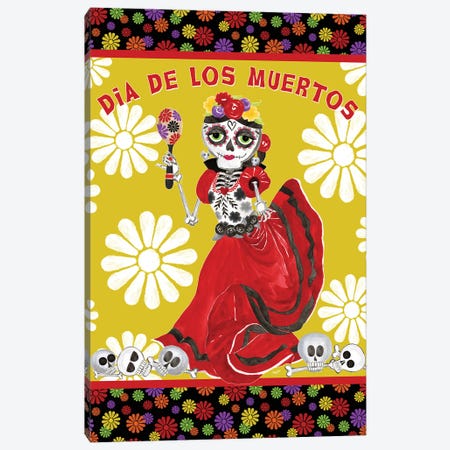 Day Of The Dead Portrait IV - Dancing Woman Canvas Print #TRE398} by Tara Reed Canvas Artwork