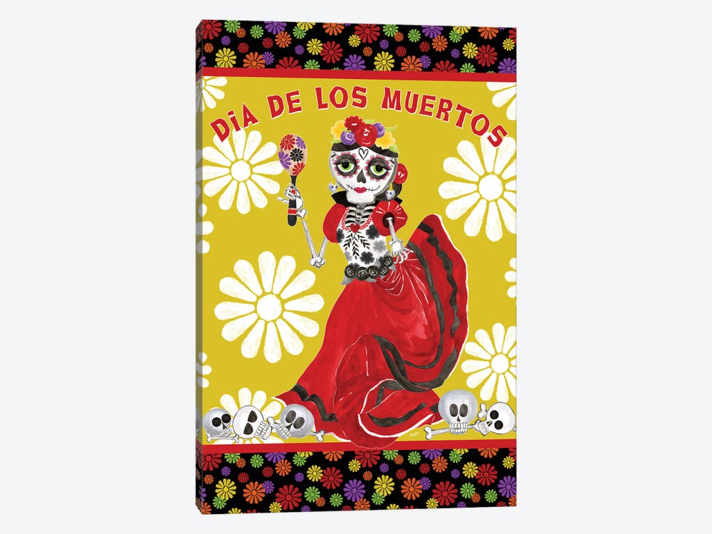 Day Of The Dead Portrait IV - Dancing Woman by Tara Reed 1-piece Canvas Art Print