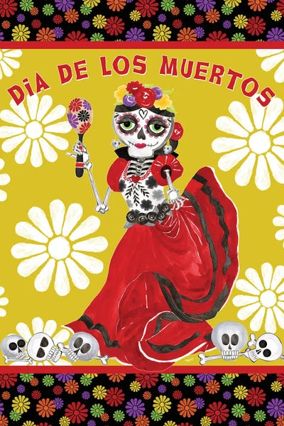Skeletons: Day Of The Dead Portrait IV - Dancing Woman by Tara Reed