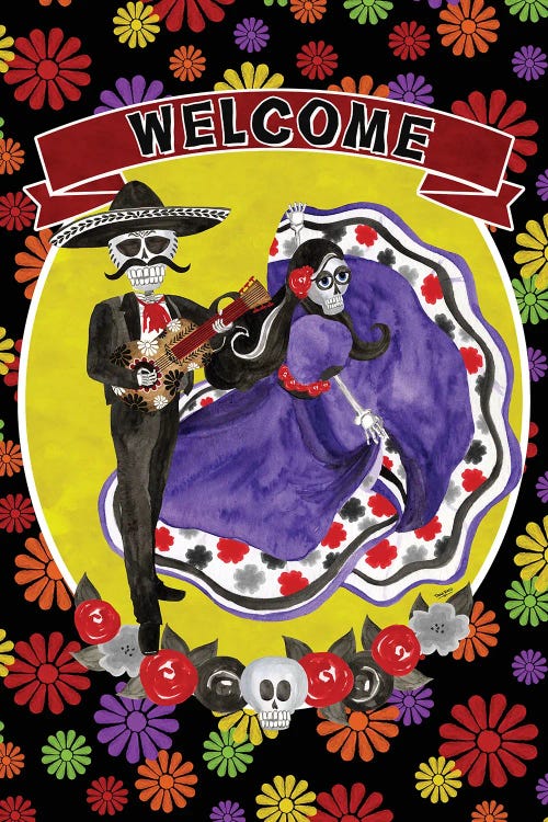 Day Of The Dead Portrait VIII - Sugar Skull Couple by Tara Reed wall art