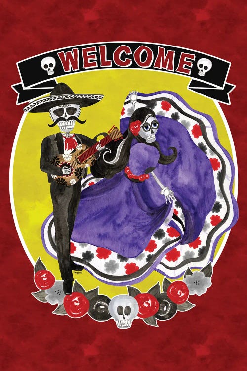 Day Of The Dead Portrait VI - Sugar Skull Couple by Tara Reed wall art