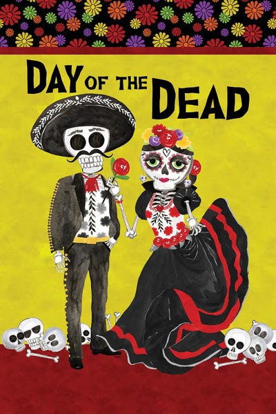 Day Of The Dead Portrait V - Sugar Skull Couple by Tara Reed canvas print