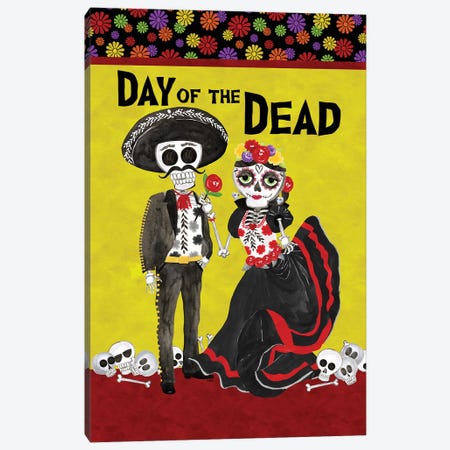 Day Of The Dead Portrait V - Sugar Skull Couple Canvas Print #TRE403} by Tara Reed Canvas Artwork