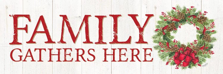Family Gathers Here Wreath Sign by Tara Reed wall art