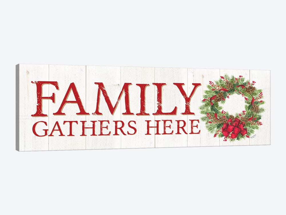 Family Gathers Here Wreath Sign by Tara Reed 1-piece Canvas Print