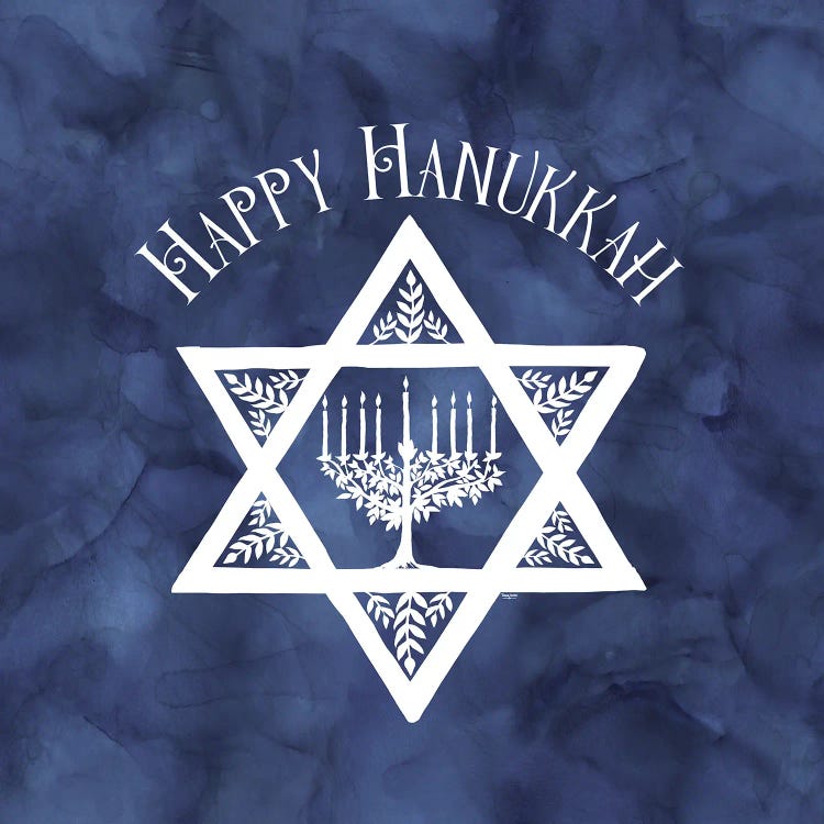 Festival of Lights blue III-Happy Hanukkah