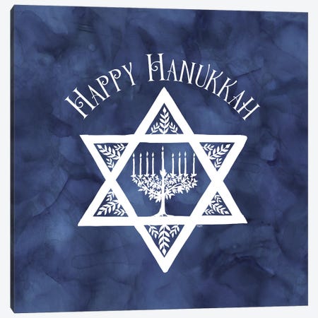 Festival of Lights blue III-Happy Hanukkah Canvas Print #TRE409} by Tara Reed Canvas Art