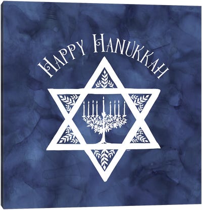 Festival of Lights blue III-Happy Hanukkah Canvas Art Print - Hanukkah Art
