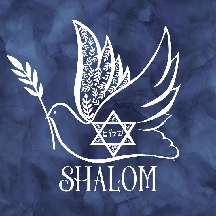 Festival of Lights blue V-Shalom Dove