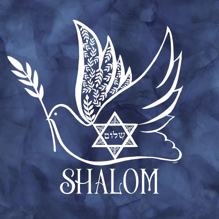 Festival of Lights blue V-Shalom Dove by Tara Reed wall art
